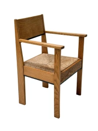 Art Deco Armchair by J.A. Muntendam, Solid Oak, Dutch Design, 1920s
